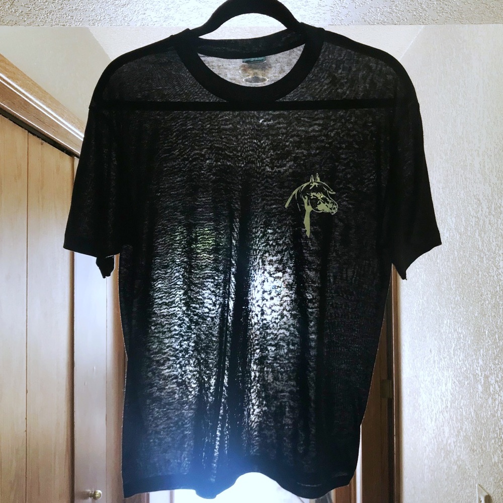 VINTAGE threadbare worn tee black crew